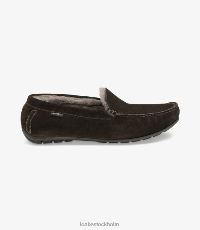 Loake vaktar tofflor skor mörkbrun mocka X288N202
