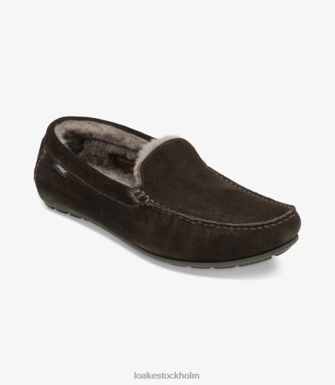Loake vaktar tofflor skor mörkbrun mocka X288N202