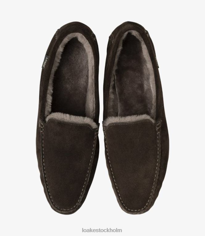 Loake vaktar tofflor skor mörkbrun mocka X288N202