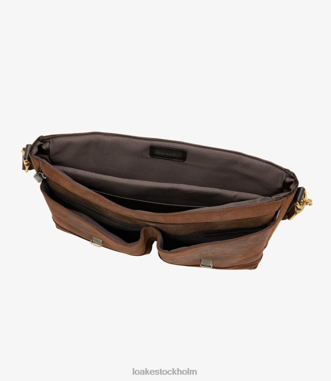 Loake blackfriars portfölj läder brun vaxad mocka X288N229